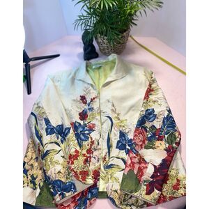 Coldwater Creek: Women's Cream & Floral Waffle Weave Jacket, Lined‎